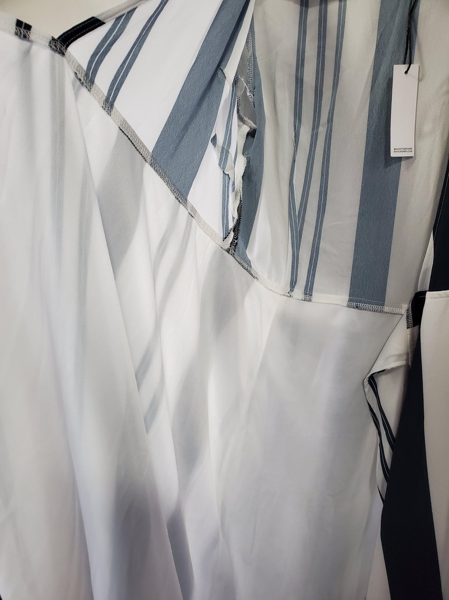 Executive Ponies women's blue and white long wrap dress size 12 - Solé Resale Boutique thrift