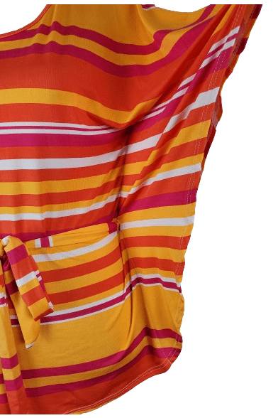 Robert Louis women's orange multi color stripe blouse size M - Solé Resale Boutique thrift
