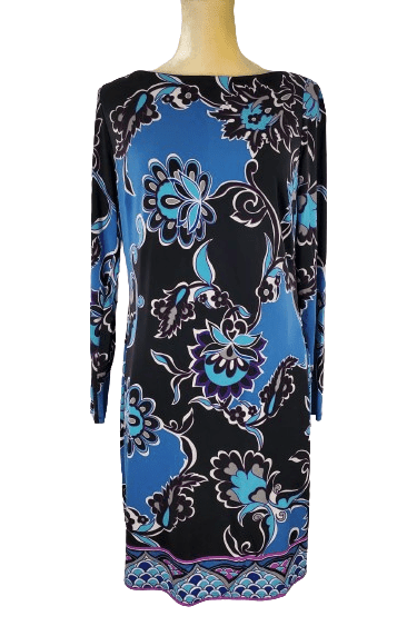 Evan Picone women's blue multi color dress size 12 - Solé Resale Boutique thrift