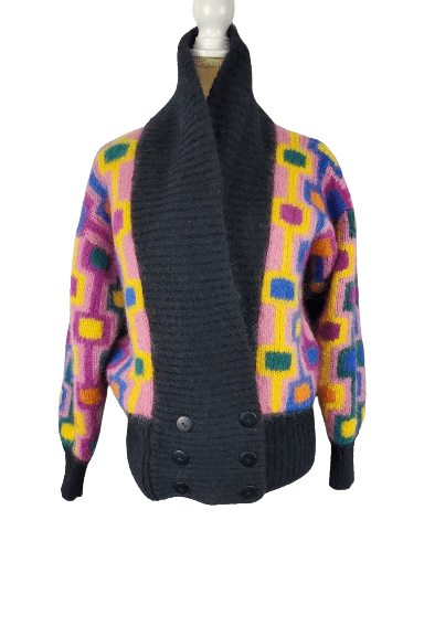 Vintage Aziza women's multicolor sweater cardigan size One Size Fit All - Solé Resale Boutique thrift