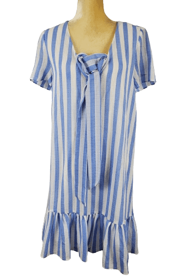 Avec Les Filles women's blue and white stripe dress size 10 - Solé Resale Boutique thrift