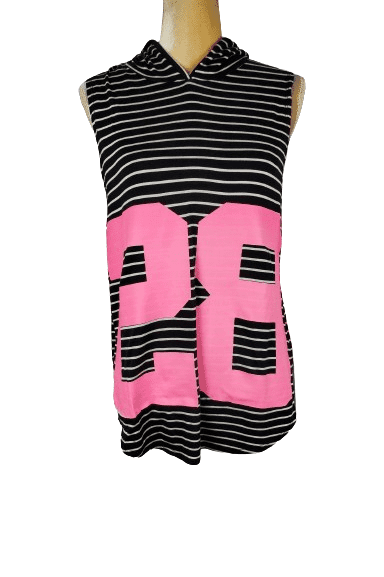 Love women's black, pink and white top size M - Solé Resale Boutique thrift