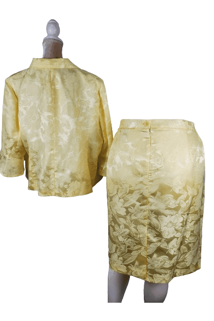 Danillo Woman women's yellow floral 2pc skirt suit size 24W - Solé Resale Boutique thrift