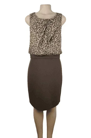 Loft women's brown print dress size 10 - Solé Resale Boutique thrift