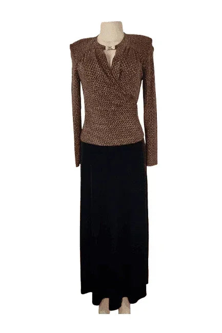 Patra vintage women's gold and black velvet dress size 6 - Solé Resale Boutique thrift