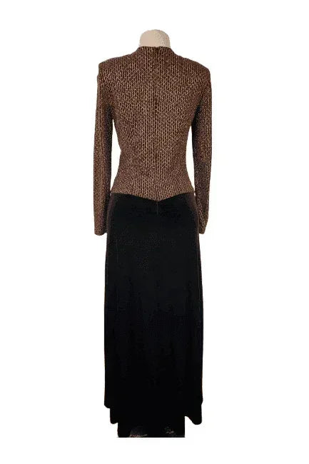 Patra vintage women's gold and black velvet dress size 6 - Solé Resale Boutique thrift