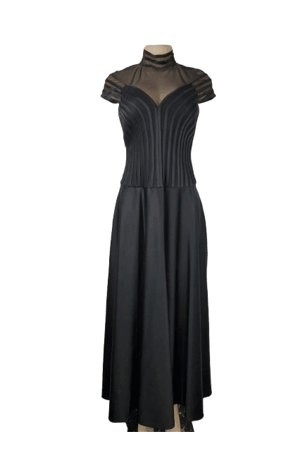 js boutique black dress Vintage JS BOUTIQUE Black Structured Petite Mini Dress with Ruffled Hem (10P)