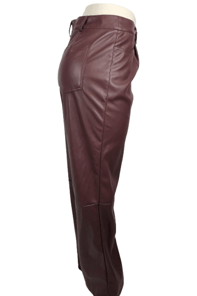 Pretty Little Thing women's wine faux leather pants size 6 - Solé Resale Boutique thrift