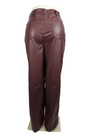 Pretty Little Thing women's wine faux leather pants size 6 - Solé Resale Boutique thrift