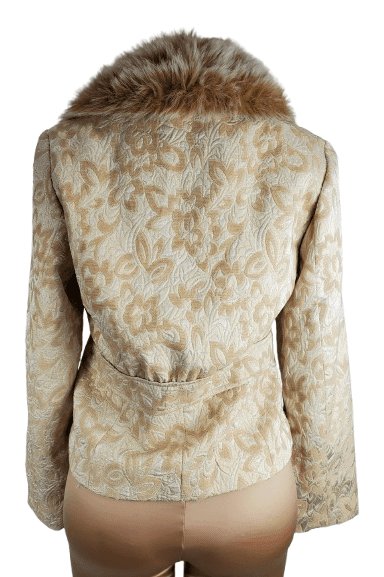 I.C.E. women's gold fur collar jacket size 10 - Solé Resale Boutique thrift