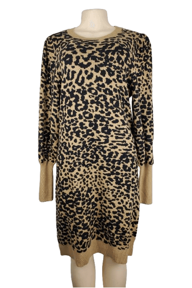 Loft women's leopard sweater dress size L - Solé Resale Boutique thrift