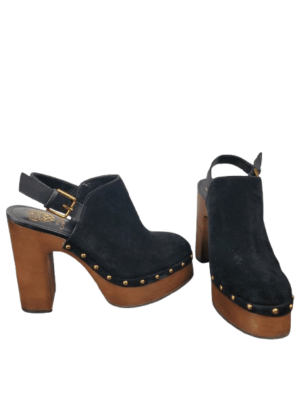 Vince Camuto women's black leather mules size 8.5M - Solé Resale Boutique thrift