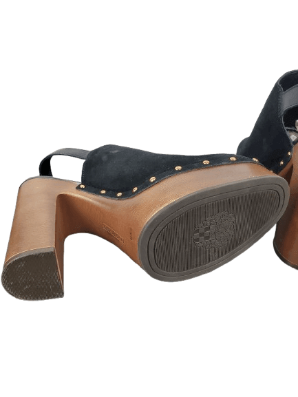 Vince Camuto women's black leather mules size 8.5M - Solé Resale Boutique thrift