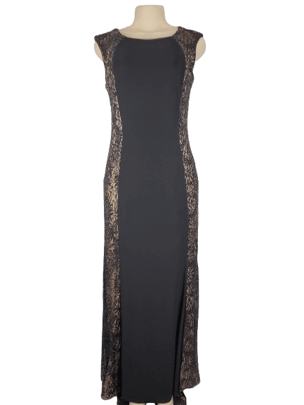 R&M Richards women's black and cream long dress size 10 - Solé Resale Boutique thrift