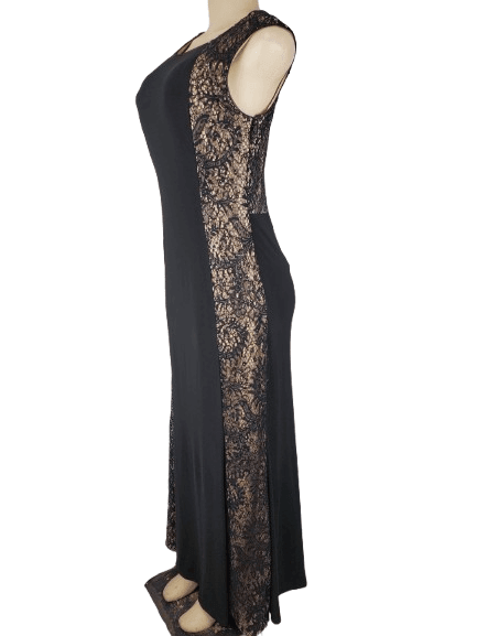 R&M Richards women's black and cream long dress size 10 - Solé Resale Boutique thrift