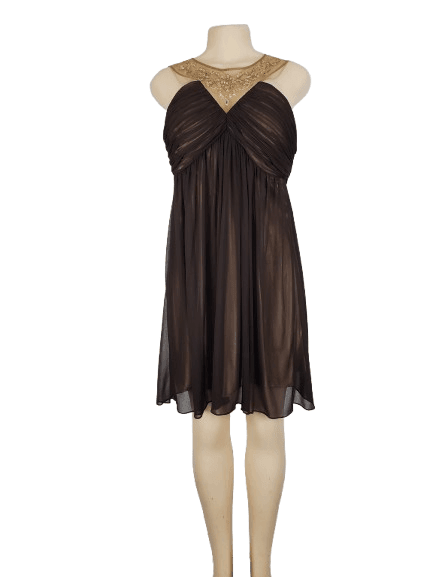 S.L. Fashions women's brown and gold dress size 12 - Solé Resale Boutique thrift