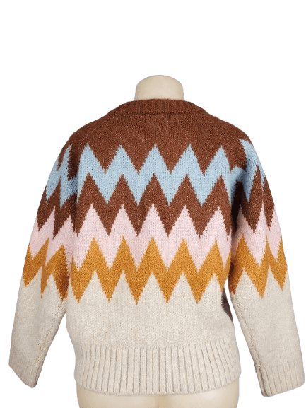 Lush women's taupe brown multi sweater size S - Solé Resale Boutique thrift