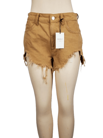 Forever 21 women's brown denim ripped shorts size 27