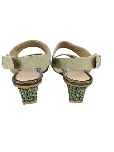 Judith Ripka women's olive and beige sandals size 7.5M - Solé Resale Boutique thrift