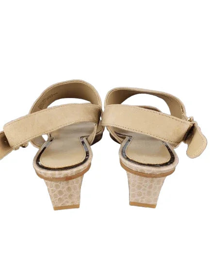 Judith Ripka women's olive and beige sandals size 7.5M - Solé Resale Boutique thrift