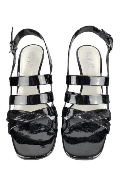 Franco Sarto women's black patent sandals size 9.5M - Solé Resale Boutique thrift