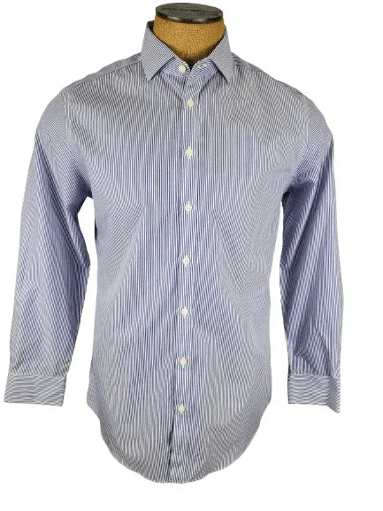 Charles Tyrwhitt men's blue and white stripe shirt size 16/33 or 16/34" - Solé Resale Boutique thrift