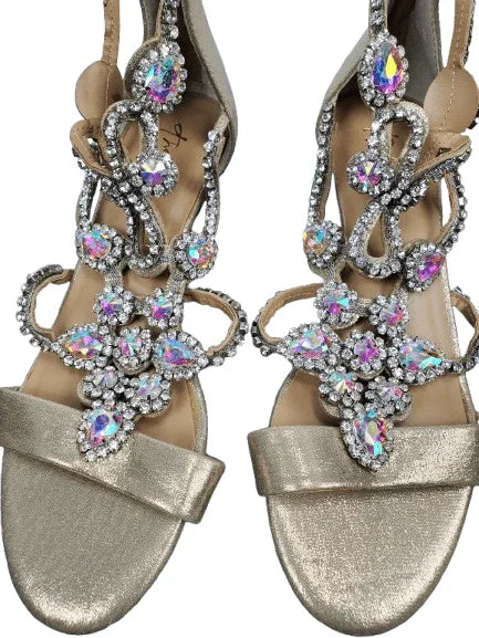 Thalia Sodi women's gold rhinestone sandals size 9M