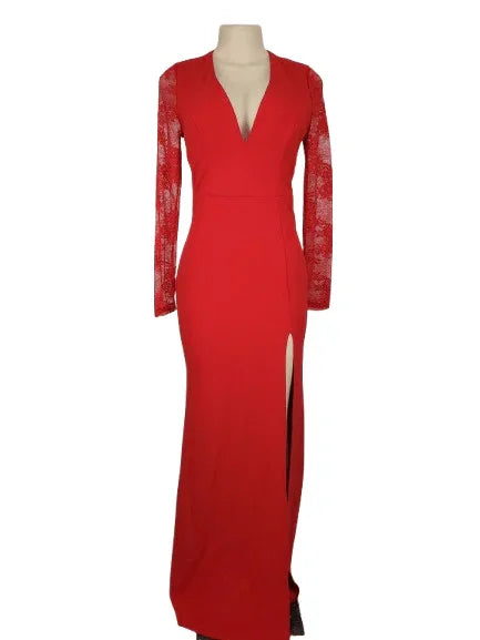 Fashion Nova women's red long gown size M - Solé Resale Boutique thrift