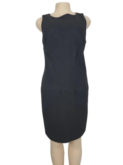 Smoke sleeveless dress on a mannequin against a white background