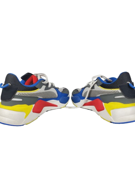 Pair of colorful sneakers on a white background