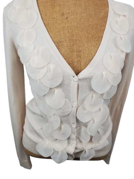 Ann Taylor women's cream button down sweater size S