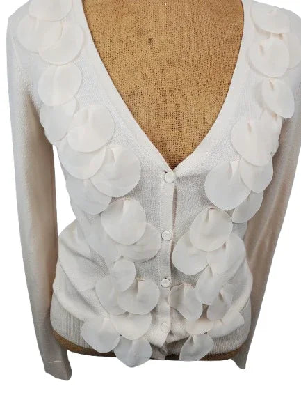 Ann Taylor women's cream button down sweater size S