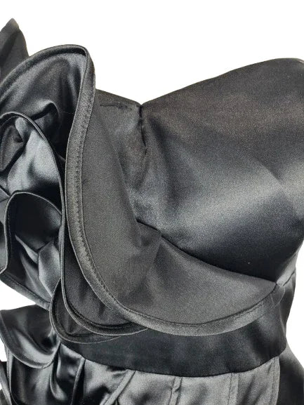 Onyx Nite women's black ruffle detail tube dress size 12