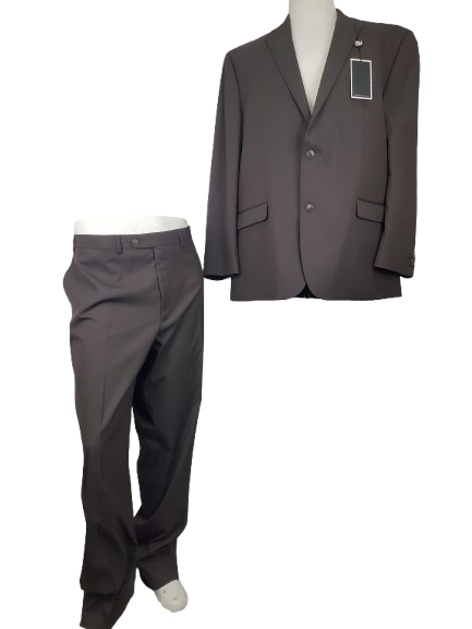 brown suit jacket and pants on a mannequin with a white background