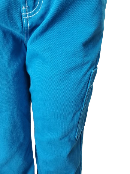 Close-up of blue pants on a white background