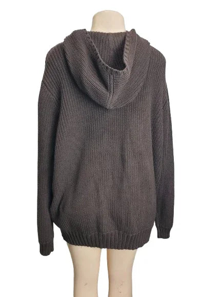 Brown hoodie on a mannequin against a white background