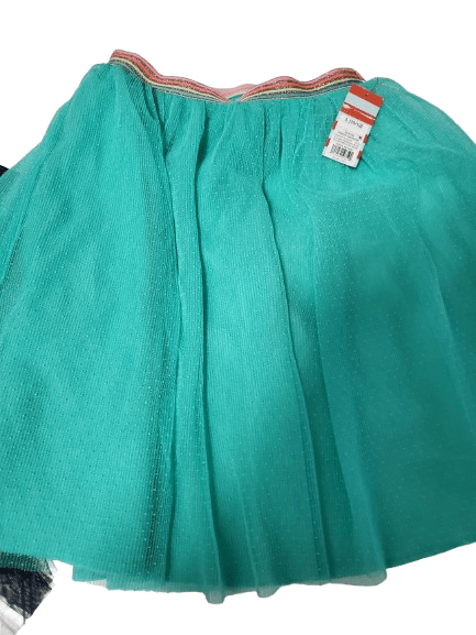 Green skirt with a tag on a white background