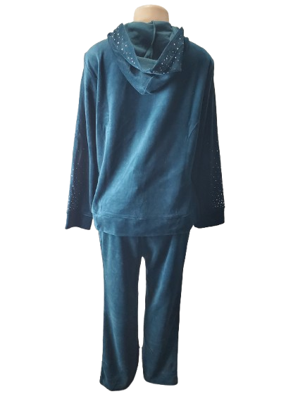 Blue tracksuit with sequin details on a white background