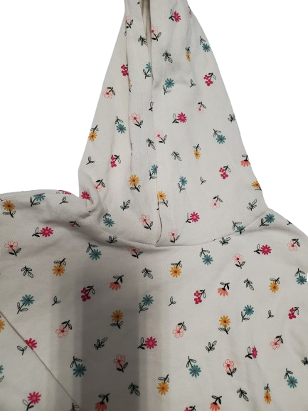 Floral-patterned fabric with a white background