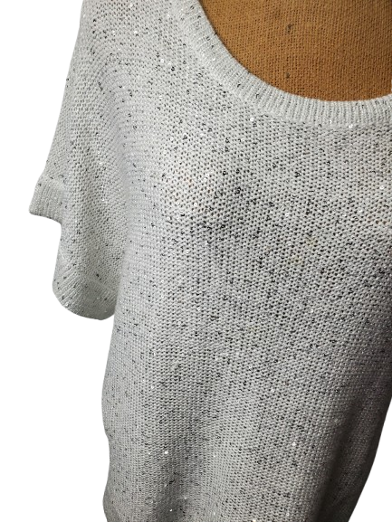 Gray knit sweater with a plain background