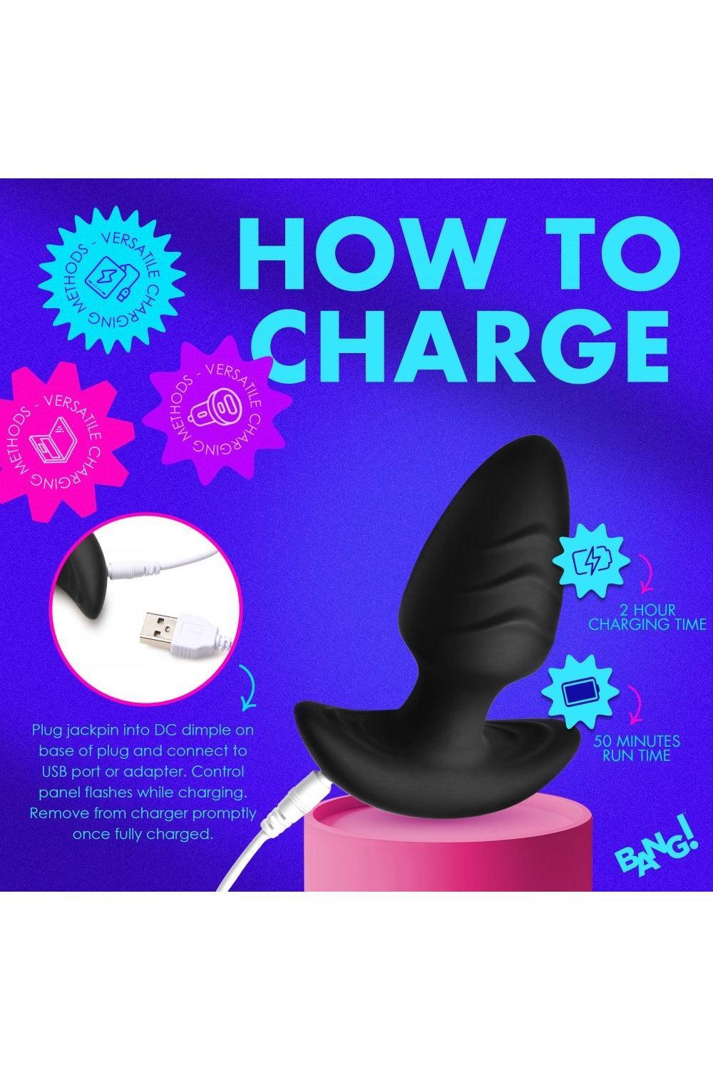 Rotating and Vibrating Silicone Butt Plug - Black - Solé Resale Boutique thrift