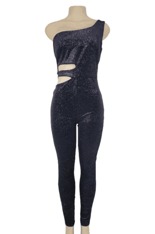 Windsor women's navy one shoulder jumpsuit size M - Solé Resale Boutique thrift