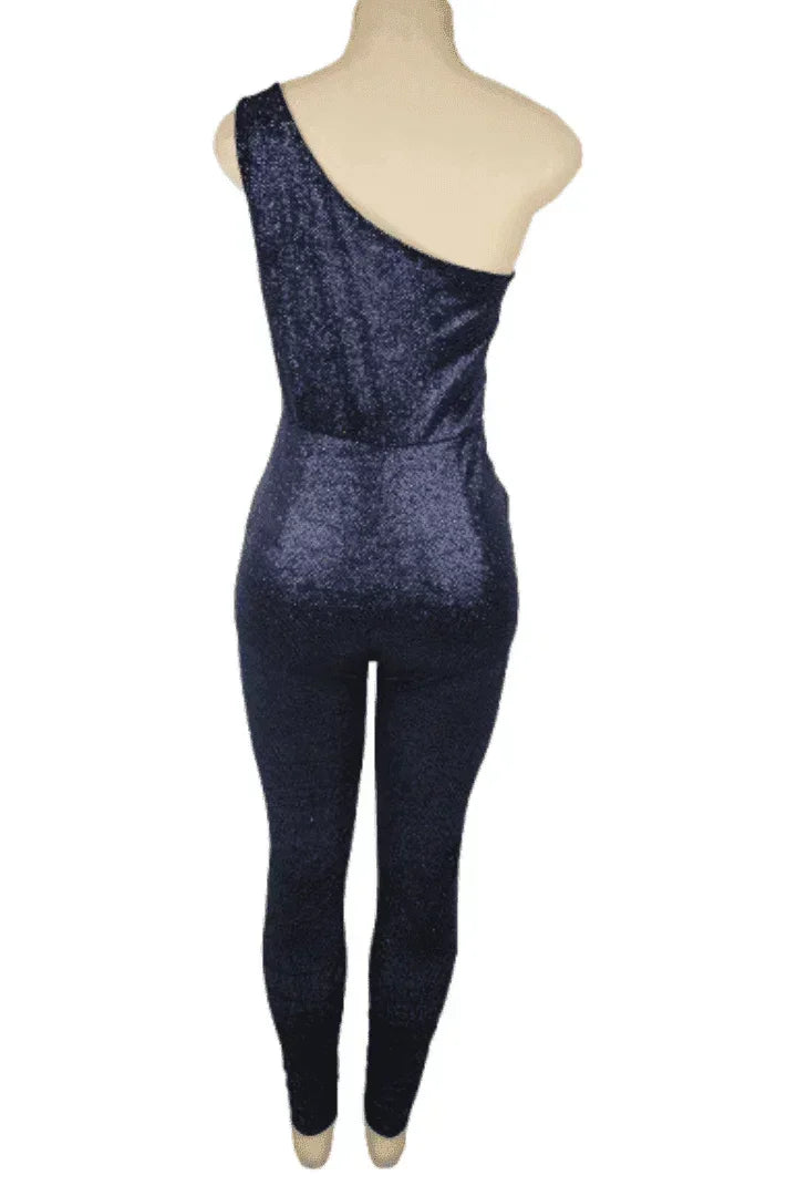 Windsor women's navy one shoulder jumpsuit size M - Solé Resale Boutique thrift