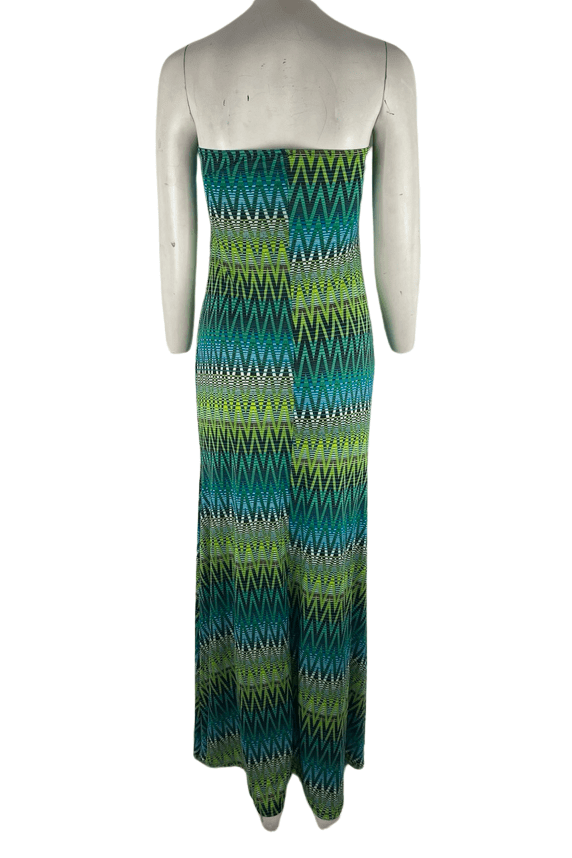 MT Collection women's green multicolor tube dress size L - Solé Resale Boutique thrift