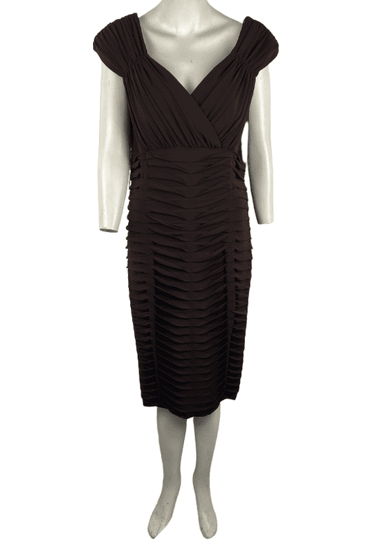 Jax women's brown rouche casual dress size 12 - Solé Resale Boutique thrift