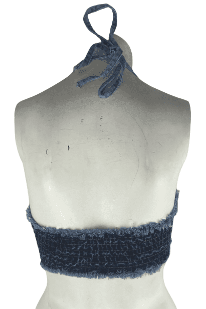 Shein women's blue jean halter tank top size M - Solé Resale Boutique thrift