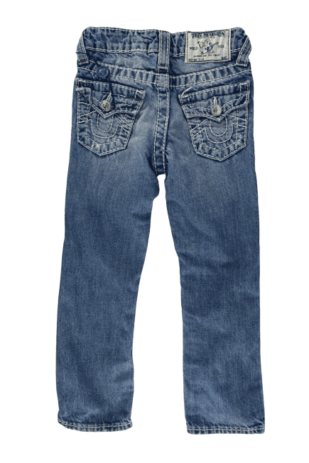 True Religion unisex stonewash ripped blue jeans size 4 - Solé Resale Boutique thrift