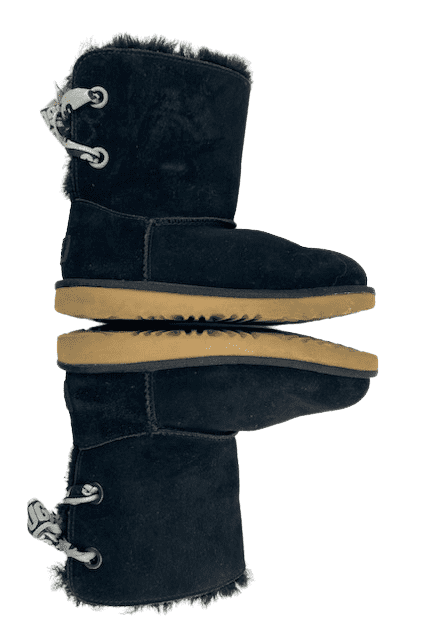 UGG girls black short boots with back lace size 2 - Solé Resale Boutique thrift