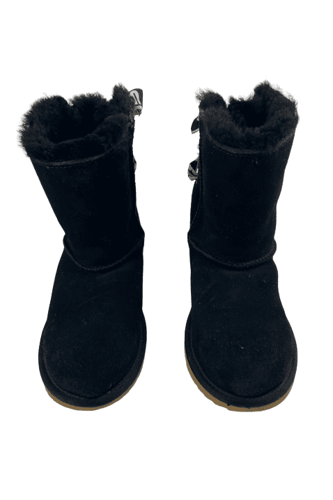 UGG girls black short boots with back lace size 2 - Solé Resale Boutique thrift