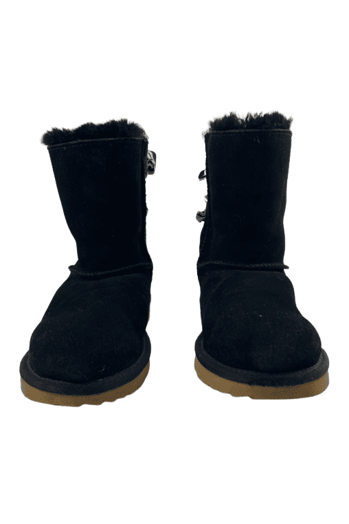 UGG girls black short boots with back lace size 2 - Solé Resale Boutique thrift